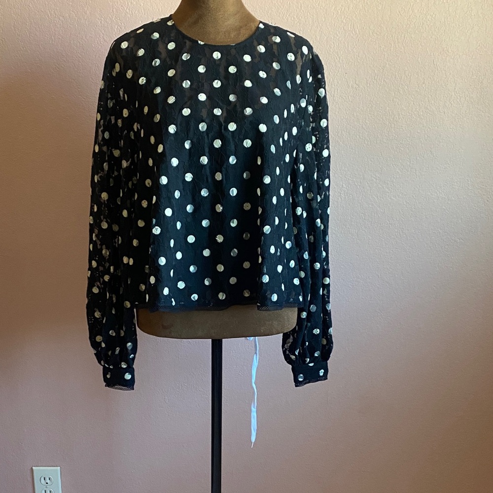 ZARA Elegant Black and White Polka Dot Blouse